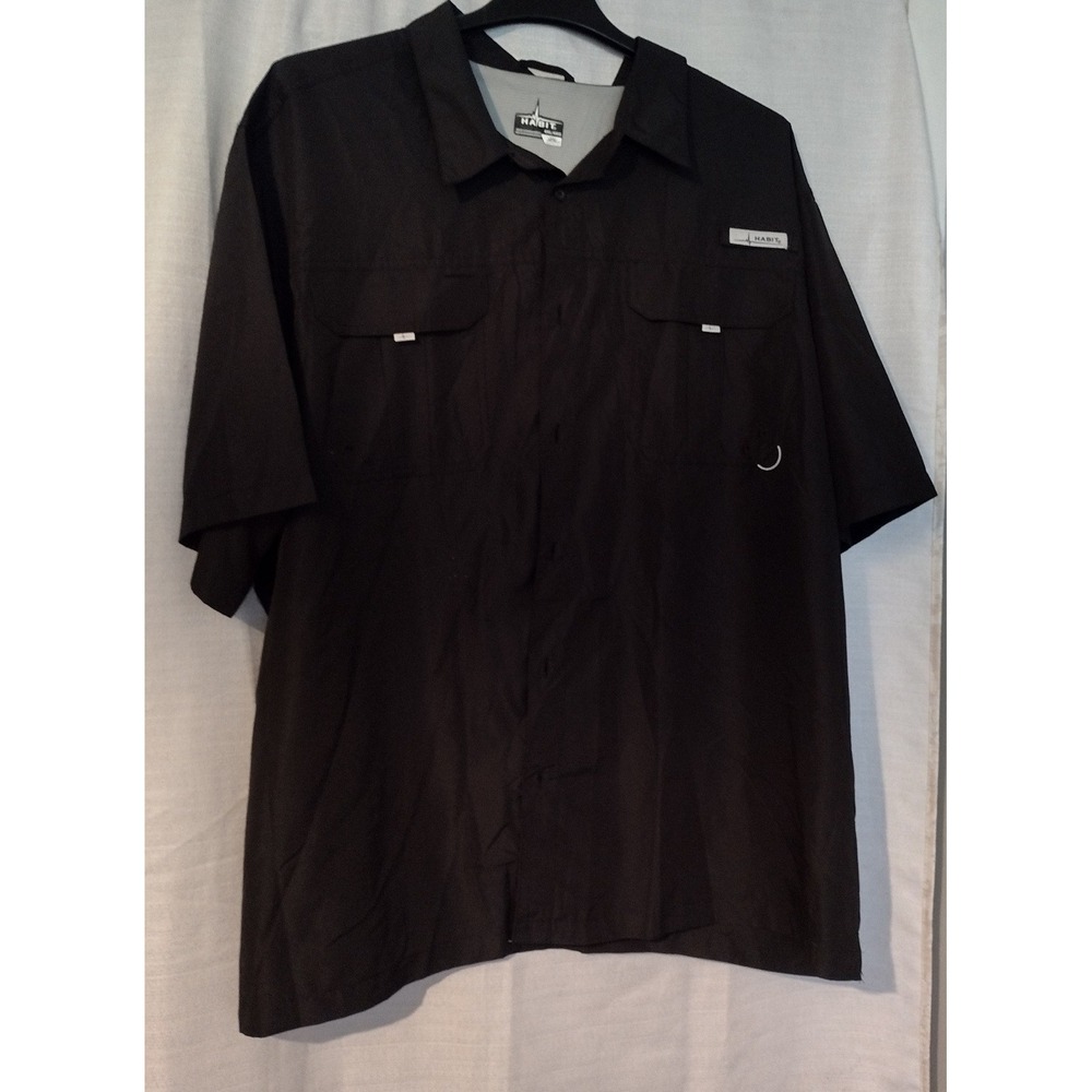 Habit Men 4XLT Black Vented Fishing Shirt Short Sleeve Outdoor Performance